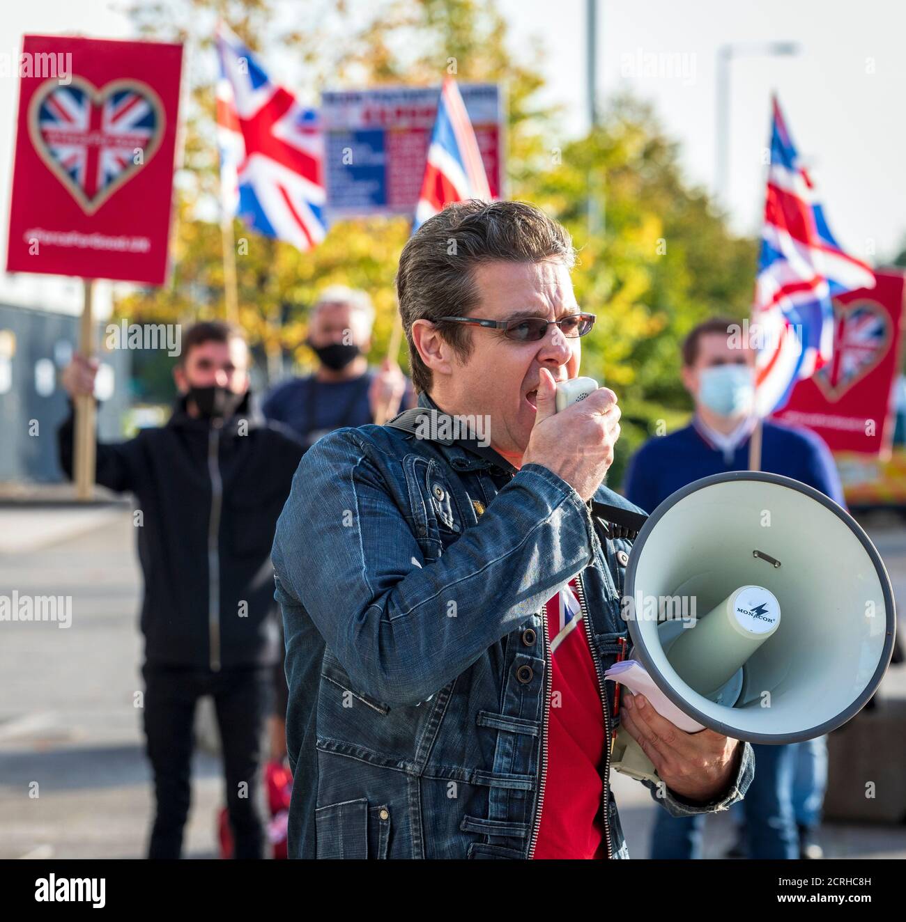 Alistair McConnachie, le chef du groupe de pression politique pro-unioniste, a appelé « une force pour le bien » lors d'un rassemblement politique, Glasgow, Écosse, Royaume-Uni Banque D'Images