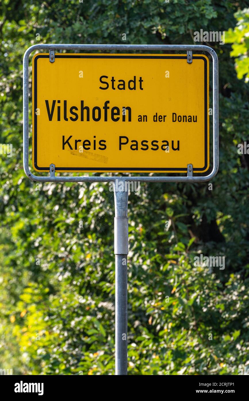 Vilshofen an Der Donau, Allemagne. 17 septembre 2020. 'Ville de Vilshofen an der Donau - Kreis Passau' est écrit sur un nom de lieu. Credit: Armin Weigel/dpa/Alay Live News Banque D'Images