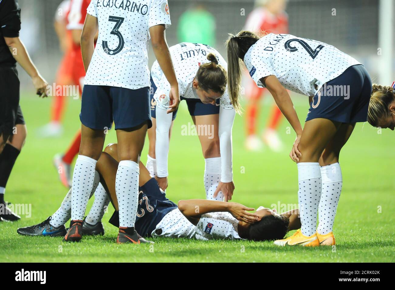 Subotica, Serbie. 18 septembre 2020. ELISA de Almeida de France tombe blessé. Crédit : Nikola Krstic/Alay Live News Banque D'Images Subotica, Serbie. 18 septembre 2020. ELISA de Almeida de France tombe blessé. Crédit : Nikola Krstic/Alay Live News Banque D'Images