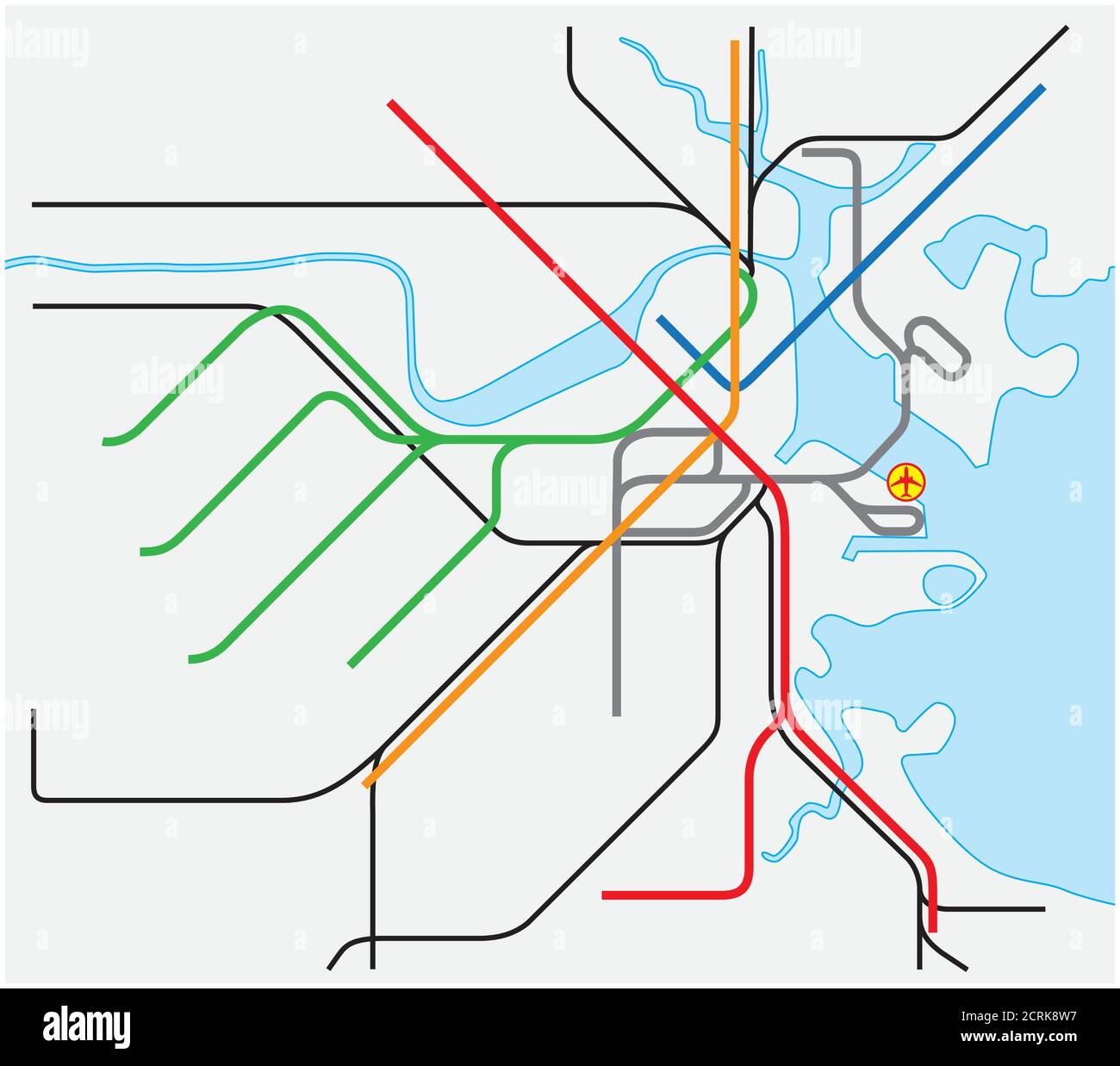 Carte vectorielle du métro de Boston, Massachusetts, États-Unis Illustration de Vecteur