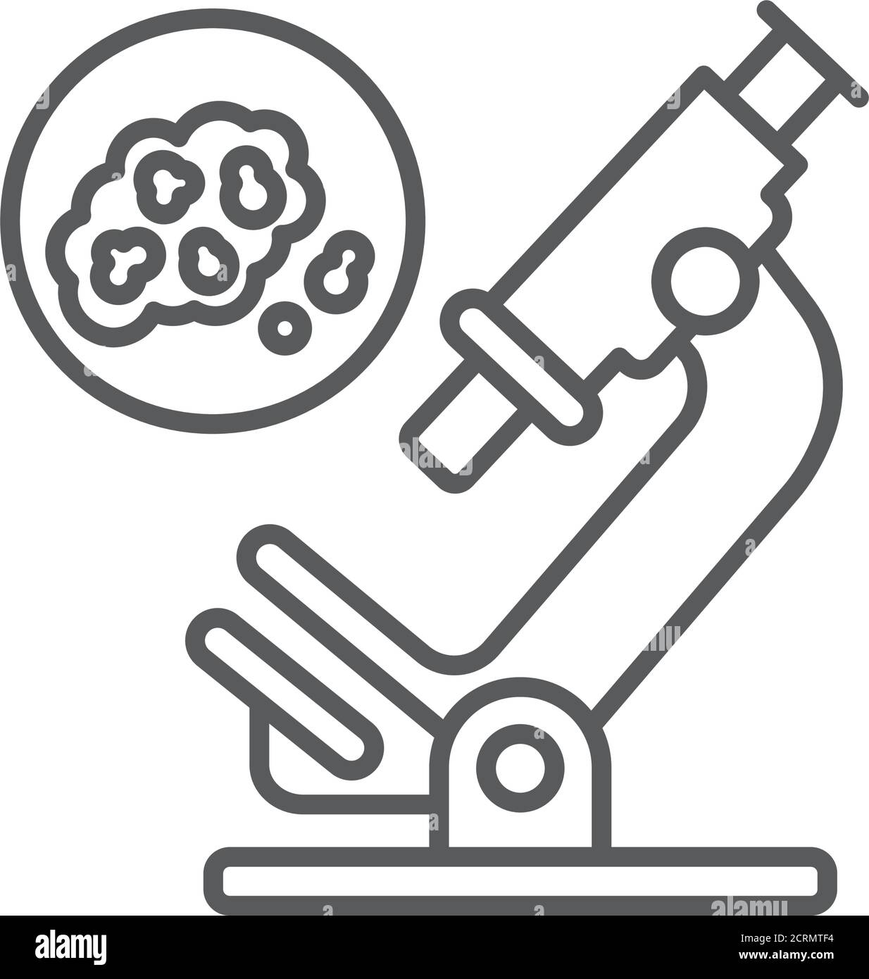 Détection des cellules cancéreuses par l'icône noire de la ligne d'analyse. Oncologie concept de recherche médicale. Illustration de Vecteur
