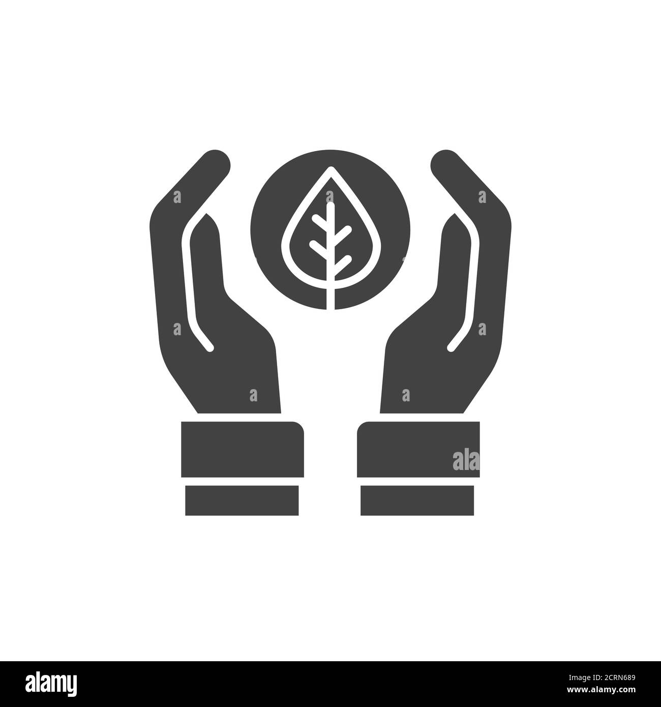 Un symbole de glyphe noir fait main pour les cosmétiques. Signe de produit biologique naturel. Sans produits chimiques. Mains tenant l'usine. Pictogramme pour page Web, application mobile, Promo. IU Illustration de Vecteur