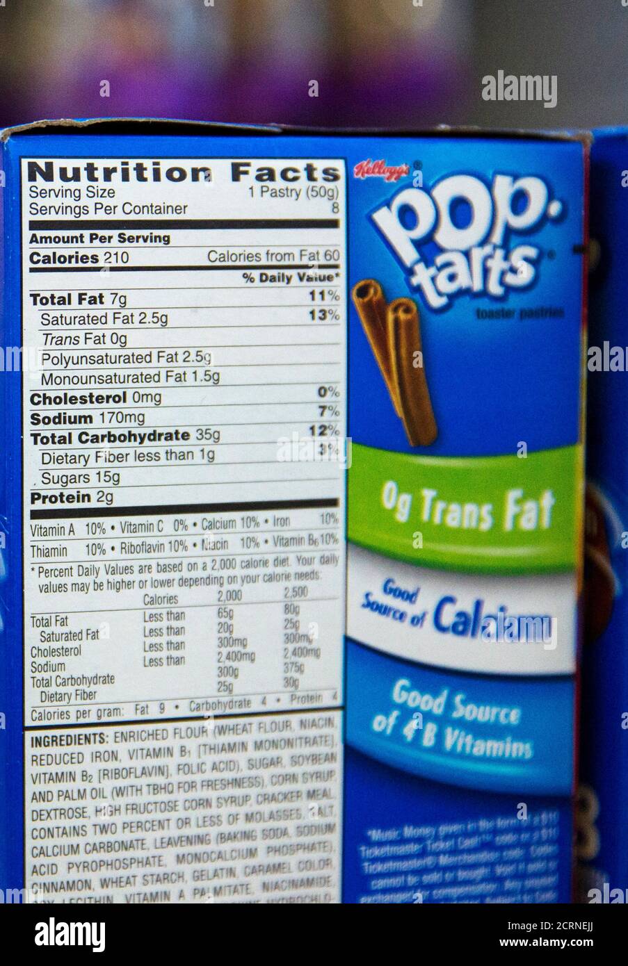 The Nutrition Facts label is seen on a box of Pop Tarts at a ...