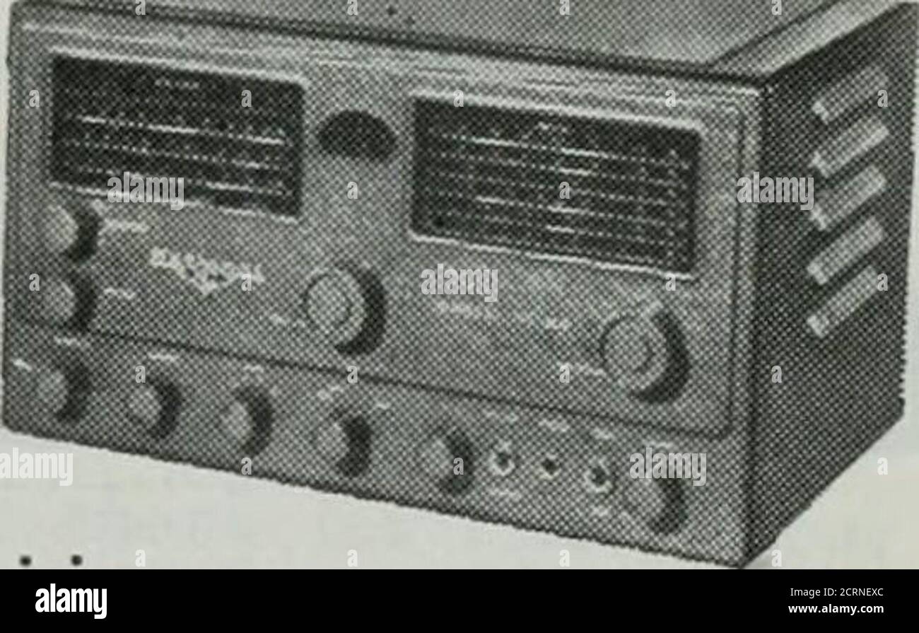 . TVQ . Hallicrafter SX-99 Receiver ce tout nouveau récepteur de communication de HALLICRAFTER Laboratories fournit un nouveau |concept dans Receiver Perform- ^mrngk mgkance dans sa catégorie de prix. ^l47«du récepteur NATIONALNC-98. Un récepteur exceptionnel et sensateur de circuits ad-vanced. Couverture Full550 kc à 40 mc. Équipement spécial : filtre à cristaux .S mètre . . Bande de répartition électrique étalonnée sur les bandes rttheramateur ou SWL . . 1 étage RF ... 2 ÉTAGES IF . .Dials de règle de diapositive . . Massicot d'antenne . . Limiteur de bruit. . Provision pour adaptateur bande étroite . . avaa tkmoscillateur HF à séparation. $14t*79 COM Banque D'Images