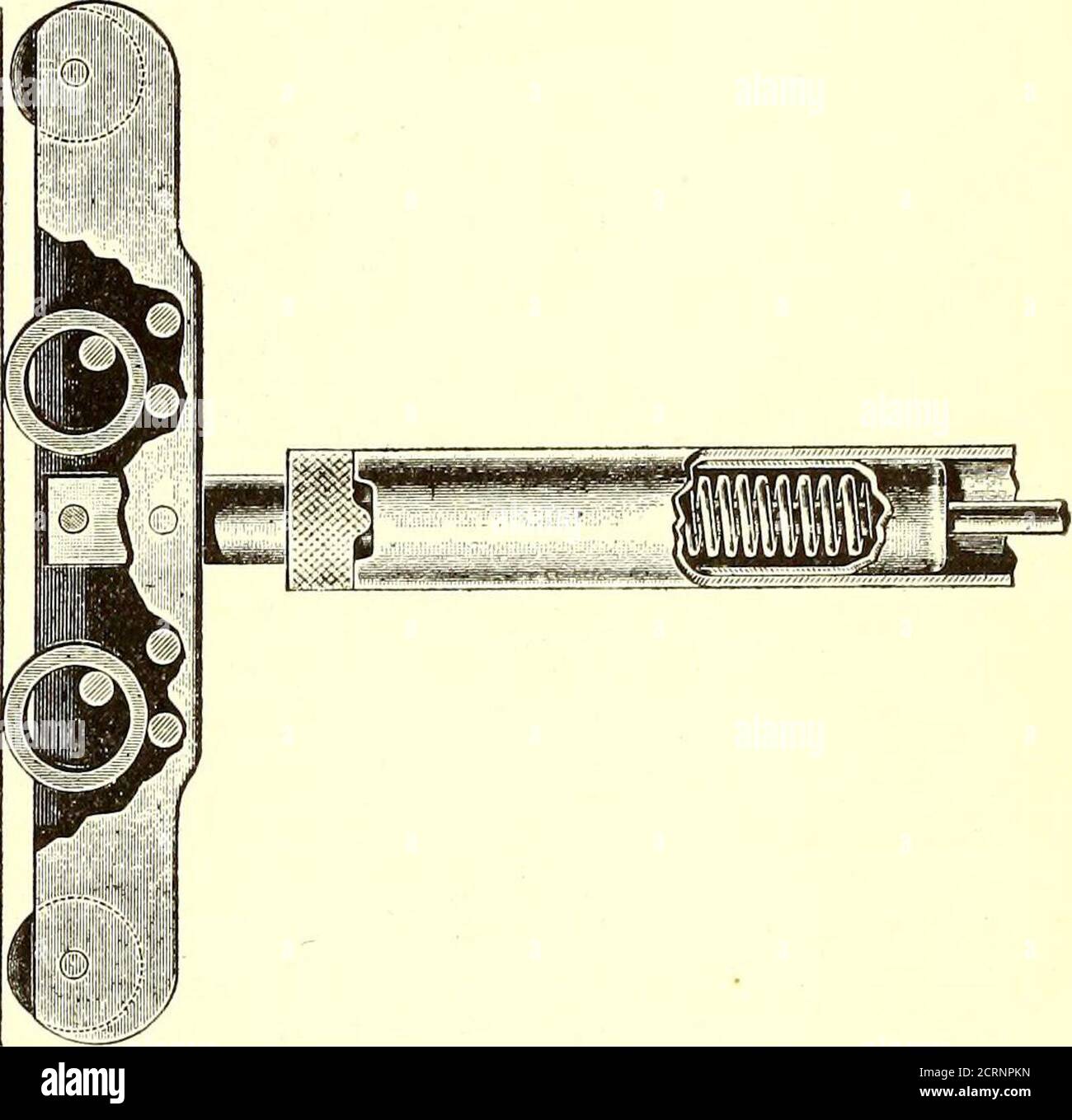 . Le journal de chemin de fer de rue . i in. À j4 in. Deep. La tête de ce luminaire dans sa position de maintien est dans la coupe d'accompagnement. La tendance vers le haut de la theurtain fait que les deux petits anneaux de chaque chaussure se balancer contre le fond des rainures, et qu'aucun bocal ou mouvement de la voiture ne peut faire avancer le présentoir vers le haut. À. LA TÊTE DU PRÉSENTOIR EN POSITION DE MAINTIEN en même temps que le rideau peut être poussé vers le haut ou vers le bas à la main sans blesser le présentoir ni le forcer à sortir des rainures. Lorsque le rideau est tiré vers le bas, les portées s'éloignent ou s'éloignent du fond de la rainure, etde Banque D'Images