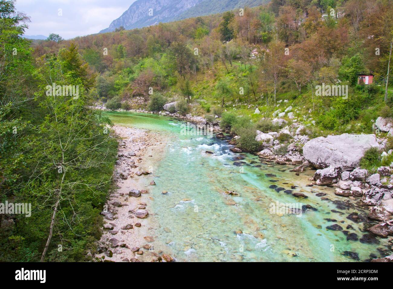 Belle vue dans la vallée de la Socca en Slovénie Banque D'Images