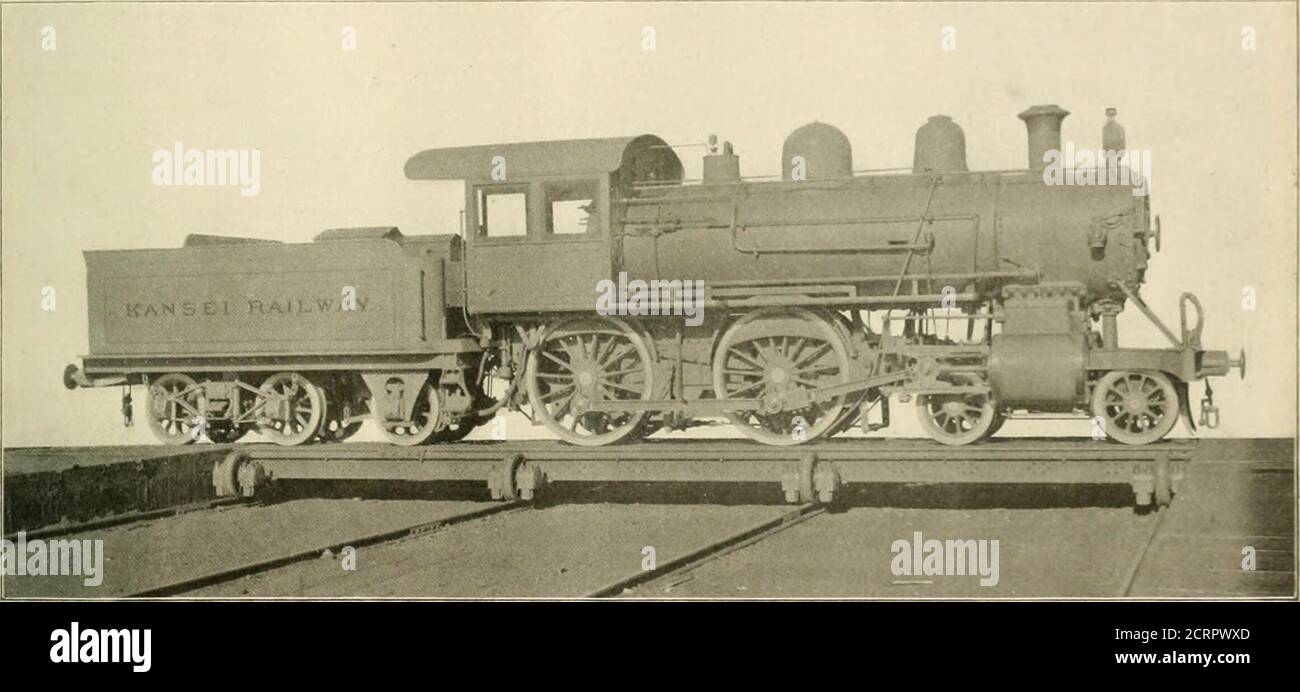 . Le génie des locomotives : un journal pratique de la force motrice ferroviaire et du matériel roulant . étant sur les conducteurs. Les cylindres de moteur 17 et 25 -x 24 pouces, les conducteurs 62pouces. Autres détails : 95 Liberty Street, New York, mai. 1899 Crownstays Firebox. Type radial—i diamètre intérieur. Boulons de fixation de la boîte à feu, cuivre—l 1-16 de diamètre intérieur. Tubes, matériau : laiton étiré solide. Nombre de tubes—228. Diamètre des tubes—154 pouces. Longueur des tubes de caf sur la feuille de tube—9 feet4 pouces. Matériau Firebo.x : cuivre. Tlickness de la plaque—côtés, 9-16 pouce;couronne, pouce Yi et 9-16 pouce sous les tubes. N° 5 comprimé A Banque D'Images