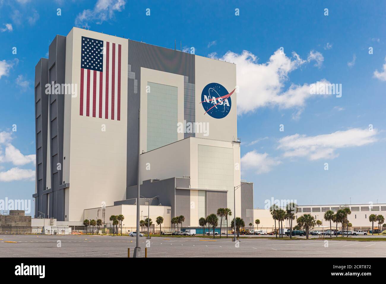 Kennedy Space Center, comté de Brevard, Floride, États-Unis le 27 avril 2014. Bâtiment d'assemblage de véhicules de la NASA au Centre spatial Kennedy, en Floride. Banque D'Images