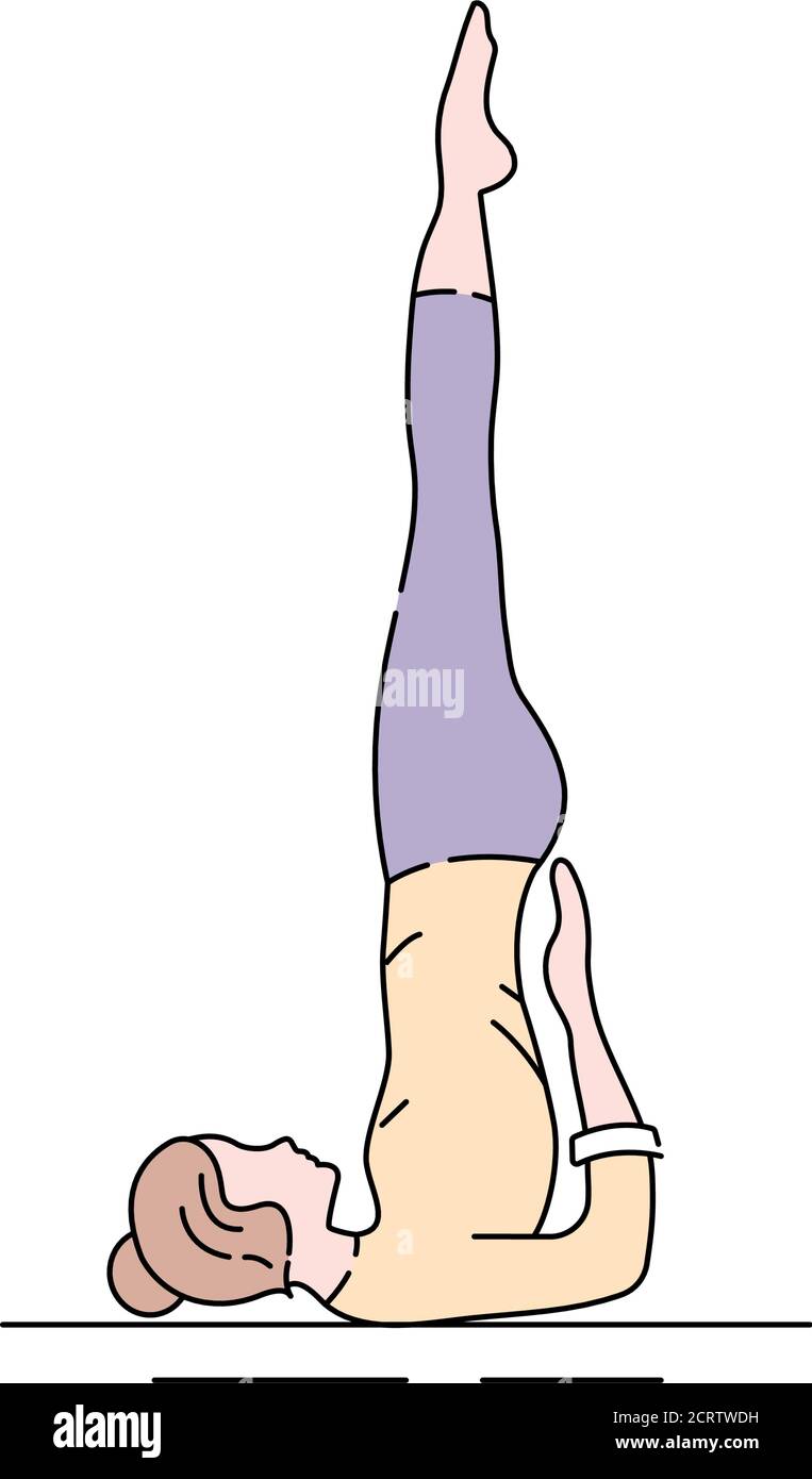 Icône de ligne de couleur Sarvangasana. La position dorsale est entrée en décubitus dorsal avec les genoux pliés. Pictogramme pour page Web, application mobile, Promo. INTERFACE UTILISATEUR UX Illustration de Vecteur