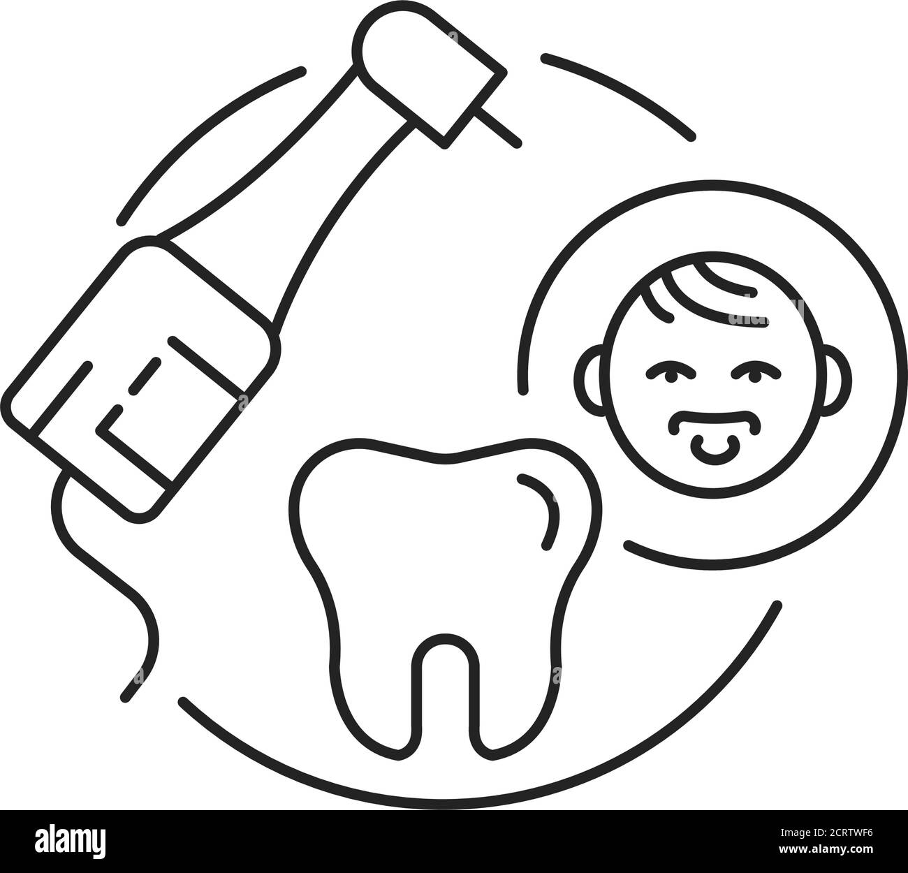 Icône de la ligne noire de la dentisterie pédiatrique. Vérifier et traiter les dents chez les enfants. Pictogramme pour page Web, application mobile, Promo. Élément de conception UI UX GUI. Illustration de Vecteur Icône de la ligne noire de la dentisterie pédiatrique. Vérifier et traiter les dents chez les enfants. Pictogramme pour page Web, application mobile, Promo. Élément de conception UI UX GUI. Illustration de Vecteur