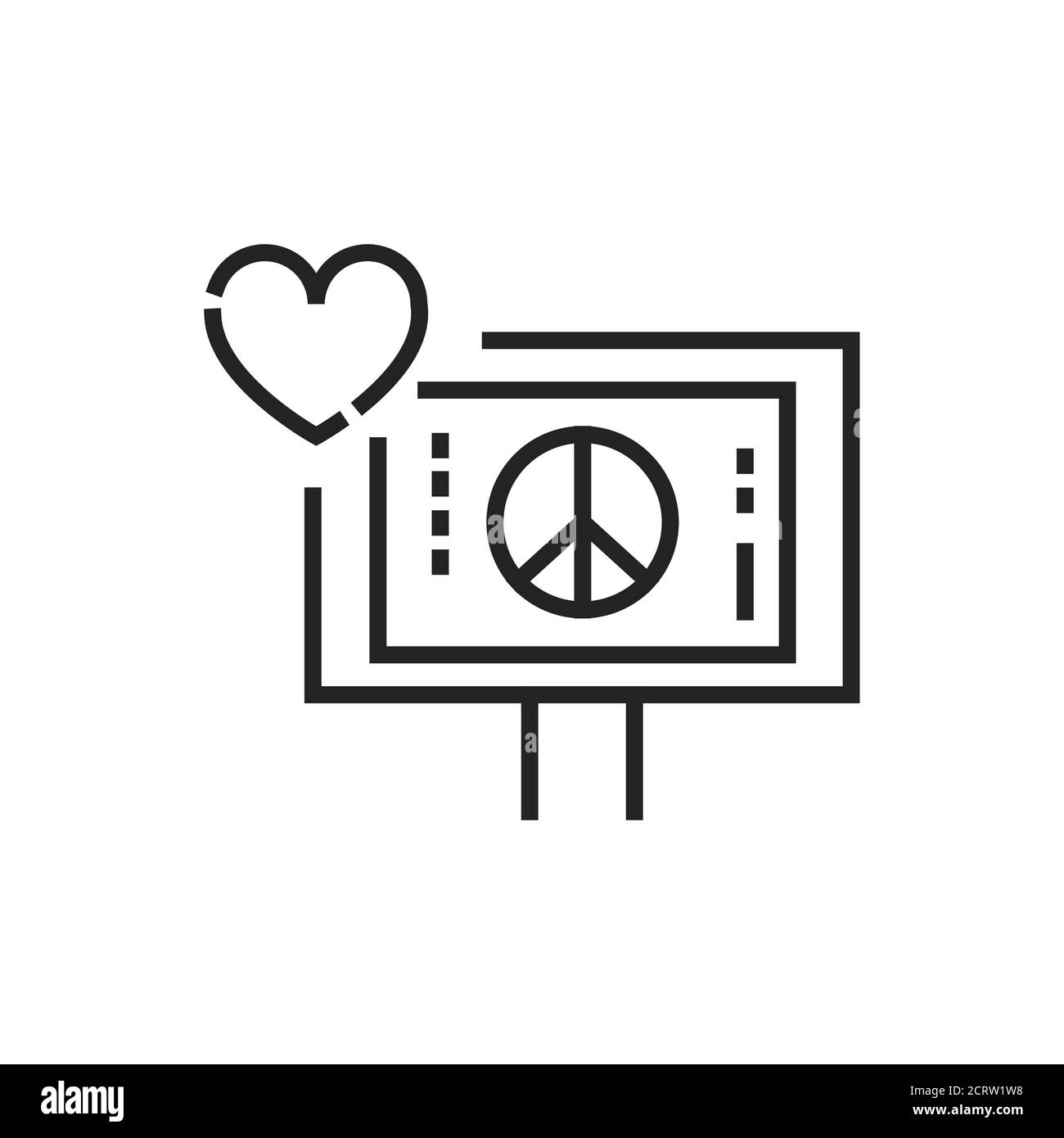 Icône noire de la ligne de pacifisme. Protestation sociale. Pictogramme pour page Web, application mobile, Promo. Contour modifiable. Illustration de Vecteur