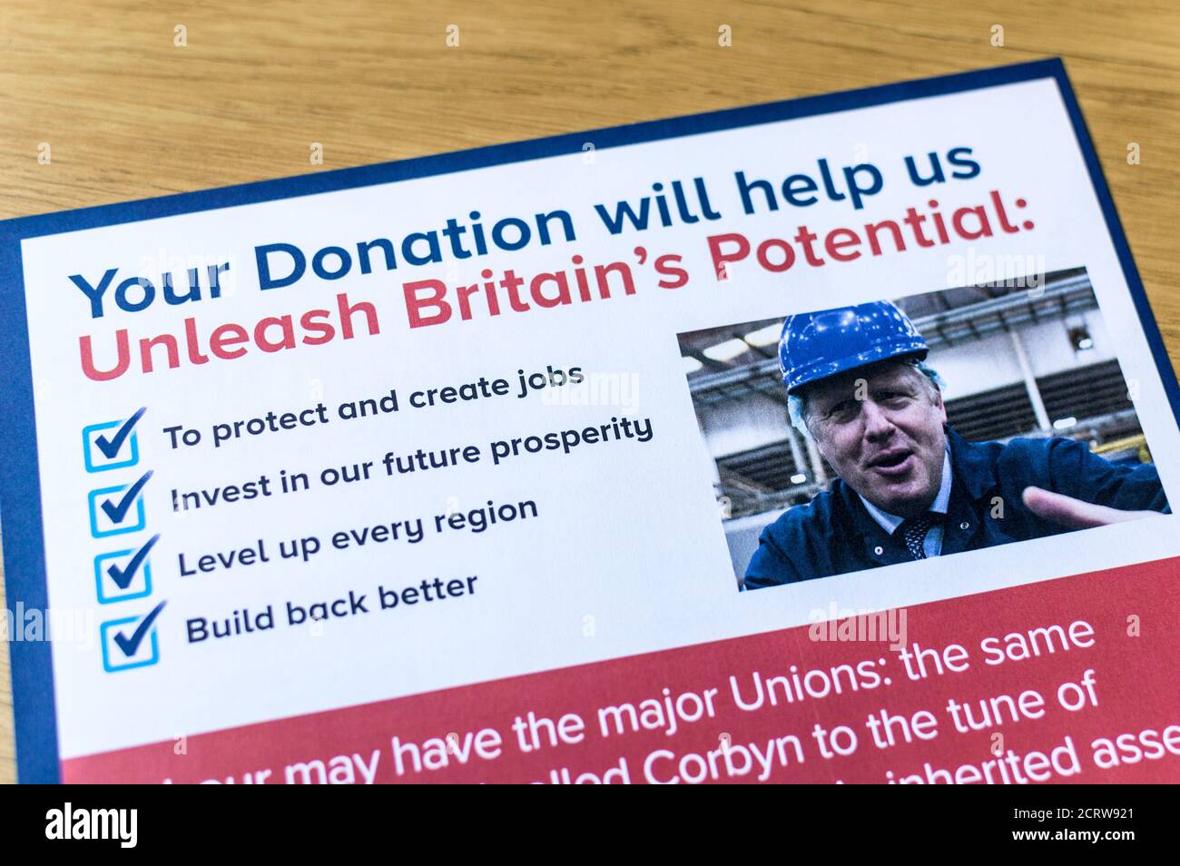 Les conservateurs déchaînent l'appel du Fonds britannique par lettre postale Banque D'Images