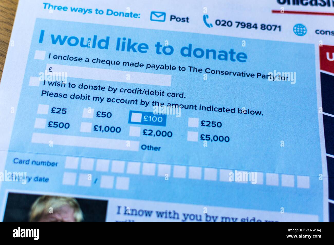 Les conservateurs déchaînent l'appel du Fonds britannique par lettre postale Banque D'Images