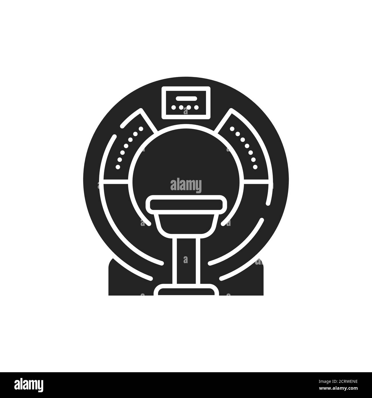 Appareil d'IRM dans l'icône noire du glyphe de l'hôpital. Diagnostic de démence. Concept d'équipement médical et de soins de santé. Inscrivez-vous pour accéder à une page Web ou à une application mobile Illustration de Vecteur