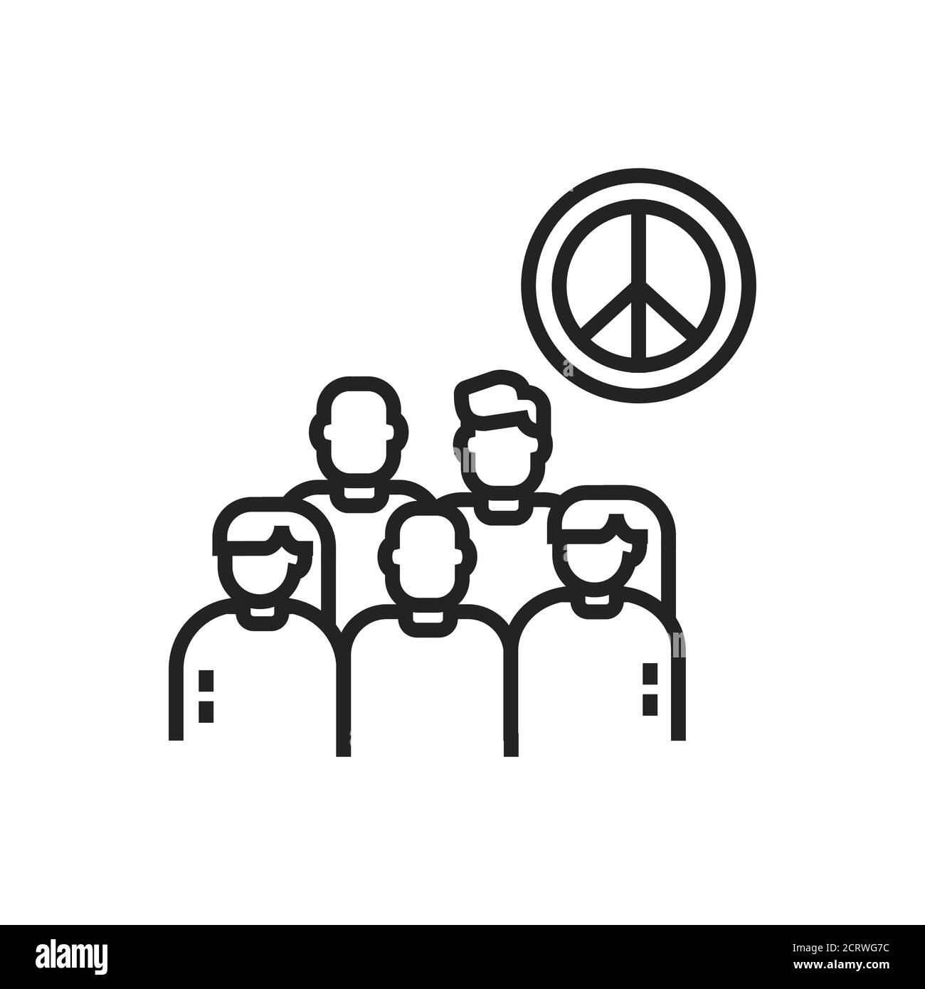 Icône noire de la ligne de mouvement anti-guerre. Manifestation pacifique. Protestation sociale. Pictogramme pour page Web, application mobile, Promo. Contour modifiable. Illustration de Vecteur