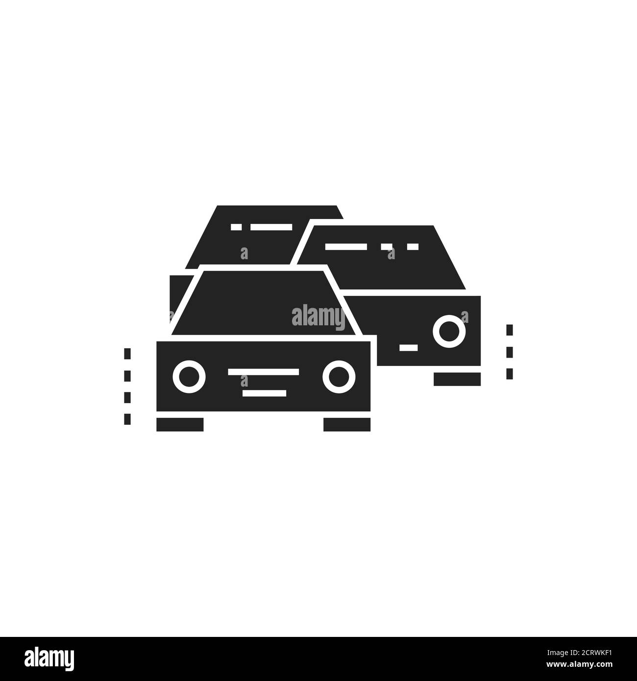 Icône noire de glyphe de cortège. Escorte de voiture officielle de police de l'État. Protection des personnes du gouvernement. Pictogramme pour page Web, application mobile, Promo. Illustration de Vecteur