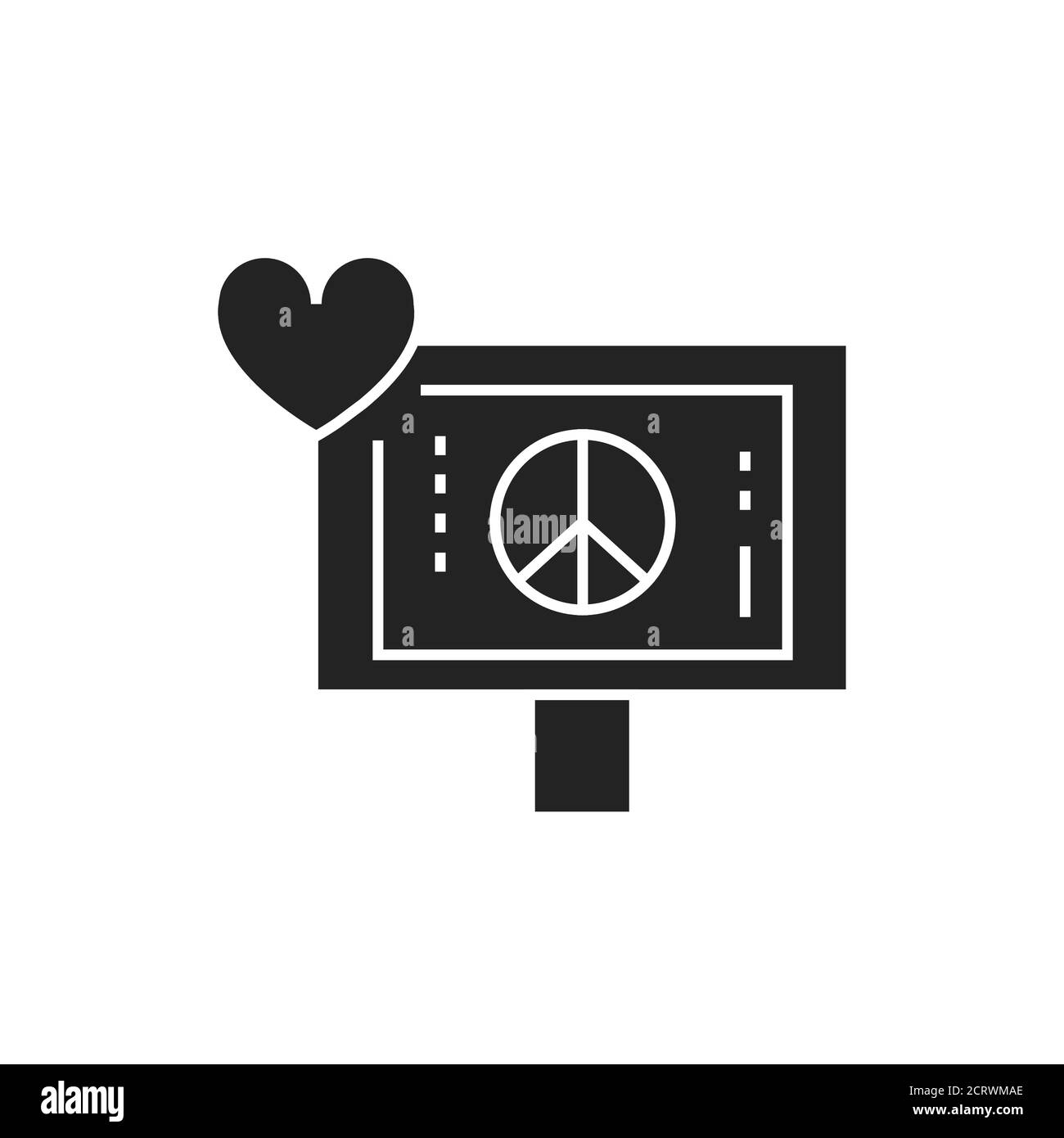 Icône noire de glyphe de pacifisme. Protestation sociale. Pictogramme pour page Web, application mobile, Promo. Illustration de Vecteur