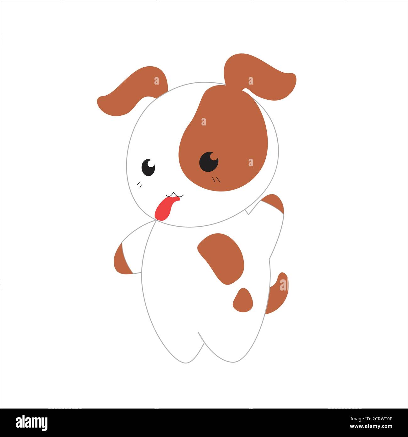 Mignon vecteur chiot, chien sur un fond blanc isolé. Un personnage de dessin animé de style kawaii. Carte de voeux pour animaux de compagnie et zoo sucré d'animaux sauvages Illustration de Vecteur