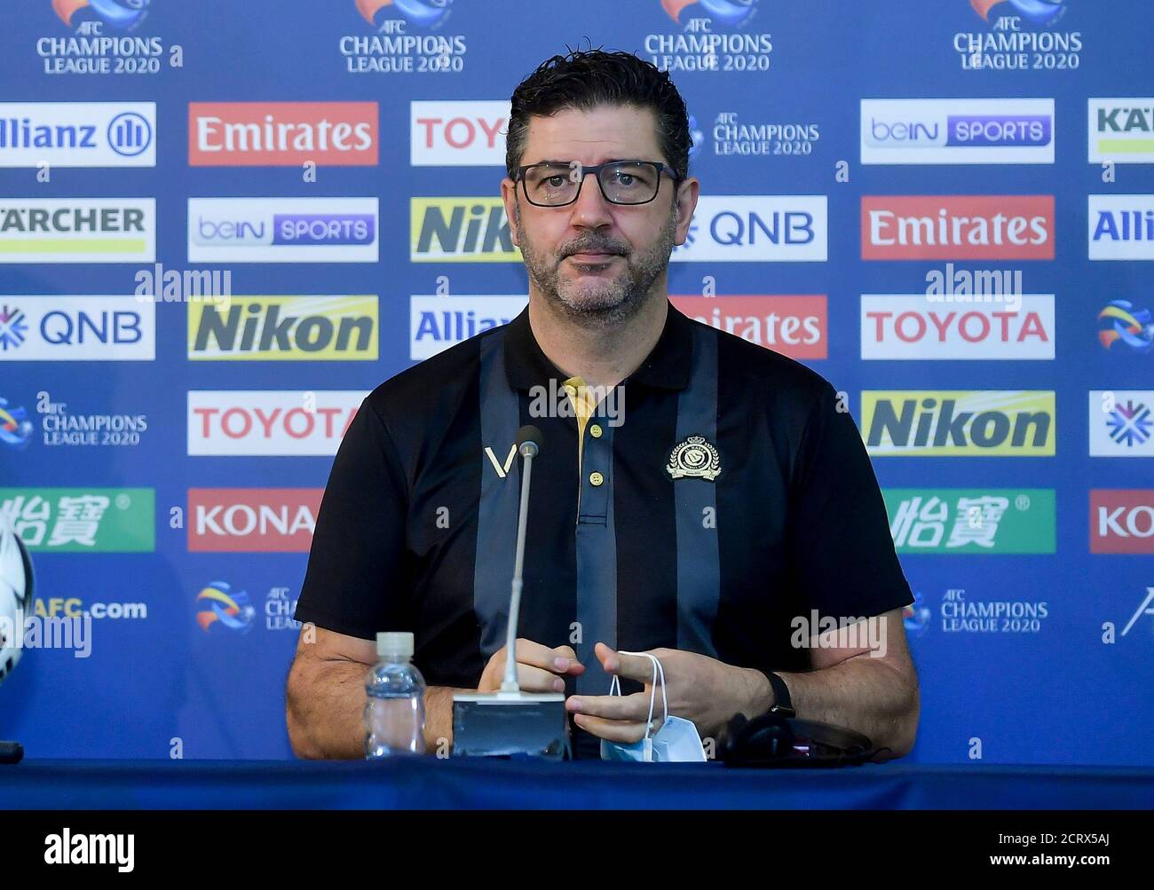 Doha, Qatar. 20 septembre 2020. L'entraîneur-chef Rui Vitoria d'Al Nassr assiste à une conférence de presse avant le match du groupe D de la Ligue des champions de l'AFC entre Al Sadd du Qatar et Al Nassr d'Arabie Saoudite à Doha, capitale du Qatar, le 20 septembre 2020. Credit: Nikku/Xinhua/Alay Live News Banque D'Images