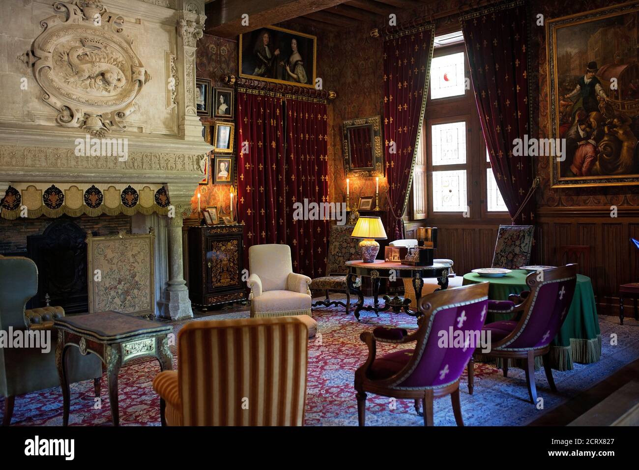 AZAY LE RIDEAU, FRANCE -12 juillet 2020 : les chambres intérieures du château Azay le Rideau dans la vallée de la Loire Banque D'Images