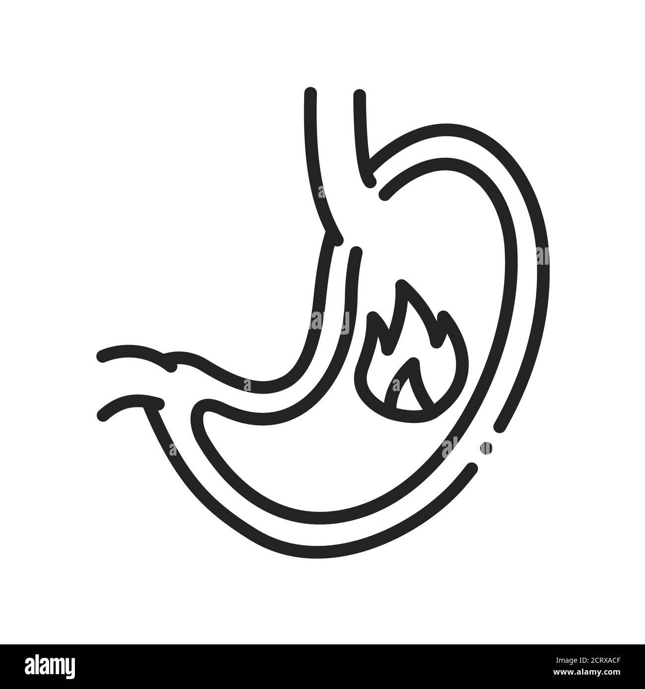 Icône noire de la ligne des maladies de l'estomac. Concept d'organe humain. Inscrivez-vous pour accéder à la page Web, à l'application mobile, au bouton et au logo. Elément vectoriel isolé. Contour modifiable. Illustration de Vecteur