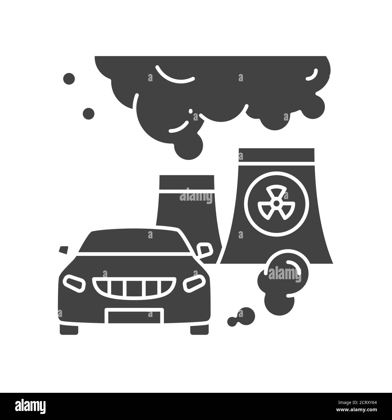 Icône de glyphe noir de pollution de l'air. Problèmes environnementaux. Inscrivez-vous pour accéder à la page Web, à l'application. Élément de conception UI UX GUI Illustration de Vecteur