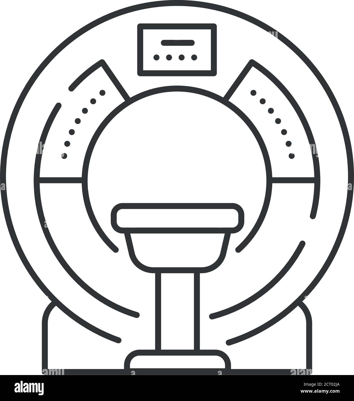 Icône noire de l'appareil d'IRM dans la ligne de l'hôpital. Concept d'équipement médical et de soins de santé. Inscrivez-vous pour accéder à la page Web, à l'application mobile et au logo. Vecteur isolé Illustration de Vecteur