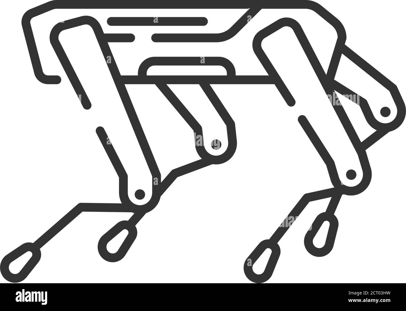 ICÔNE DE ligne noire DE chien DE ROBOT DE SPOT. Innovation technologique. Besoins en matière de détection industrielle et de fonctionnement à distance. Mini-protection du robot. Inscrivez-vous pour accéder à la page Web, à l'application. IU Illustration de Vecteur