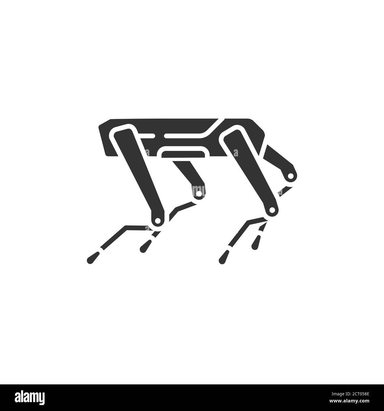 SPOT robot chien noir glyphe icône. Innovation technologique. Besoins en matière de détection industrielle et de fonctionnement à distance. Mini-protection du robot. Inscrivez-vous pour accéder à la page Web, à l'application. IU Illustration de Vecteur