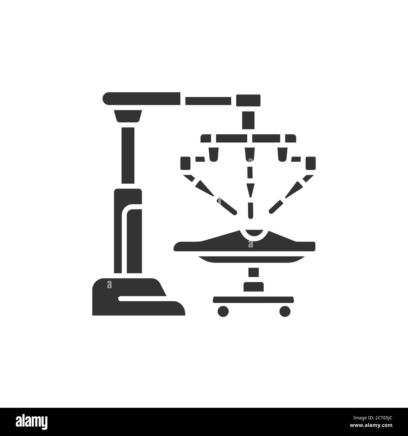 Icône de glyphe noir robot médical. Le robot-chirurgien fait un patient chirurgical sur la table d'opération. Innovation en médecine. Inscrivez-vous pour accéder à la page Web, à l'application. INTERFACE UTILISATEUR UX Illustration de Vecteur