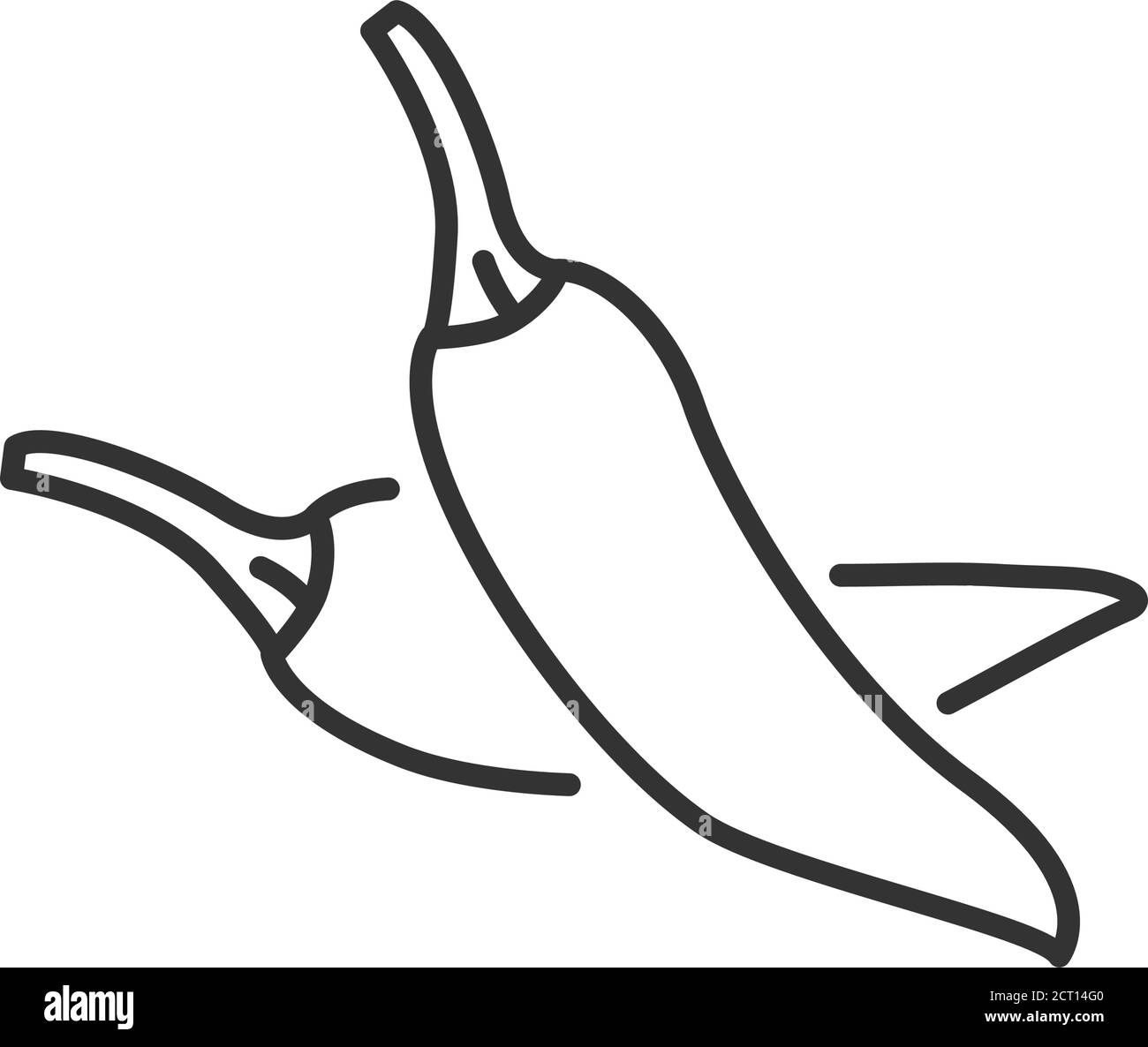 Icône en forme de ligne noire au piment rouge. Paprika. Panneau de produit épices chaudes. Légumes naturels. Cuisine mexicaine. Illustration de Vecteur