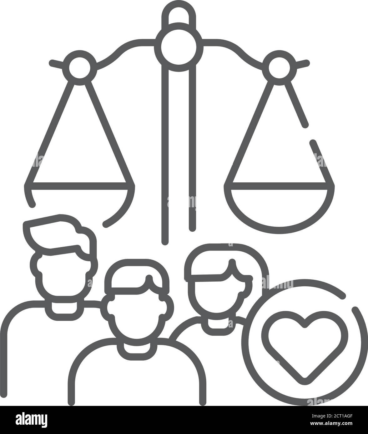 Icône noire de la ligne de cour familiale. Concept judiciaire. Garde d'enfants. Inscrivez-vous pour accéder à la page Web, à l'application mobile, au bouton et au logo. Illustration de Vecteur