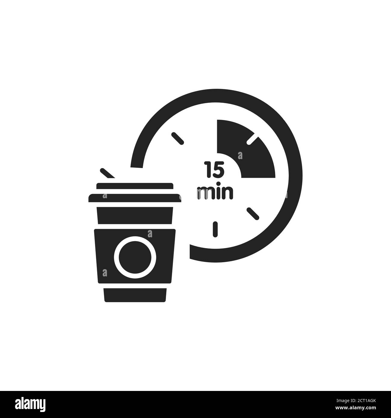 Icône de glyphe noir de temps de pause. Concept de gestion du temps. Inscrivez-vous pour accéder à la page Web, à l'application mobile, au bouton et au logo. Elément vectoriel isolé. Illustration de Vecteur