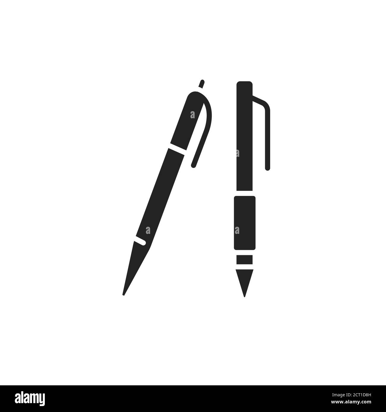 Stylo à bille classique bleu détaillé icône de glyphe noir. Concept de papeterie. Fournitures scolaires. Inscrivez-vous pour accéder à une page Web, une application mobile, une bannière, des réseaux sociaux Illustration de Vecteur