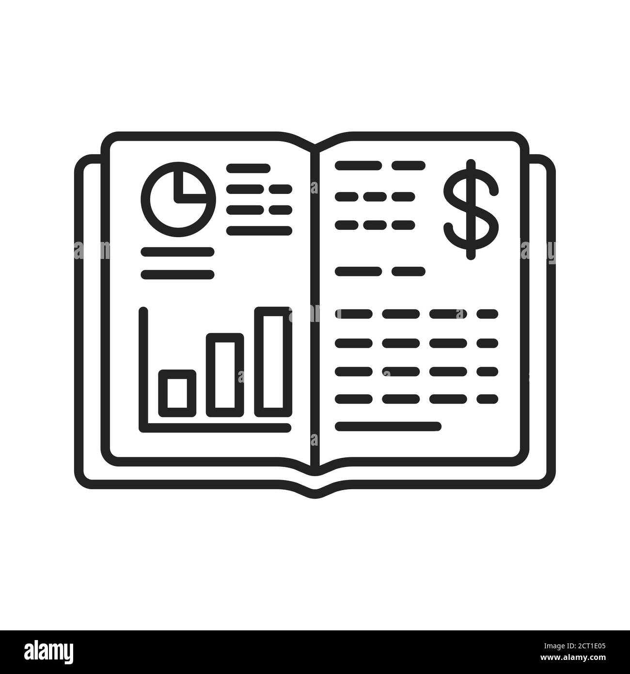 Icône de la ligne noire du livre des affaires, de l'économie et de la finance. Ces livres explorent les connaissances de base sur la façon de gérer une entreprise. Pictogramme pour page Web, application mobile Banque D'Images