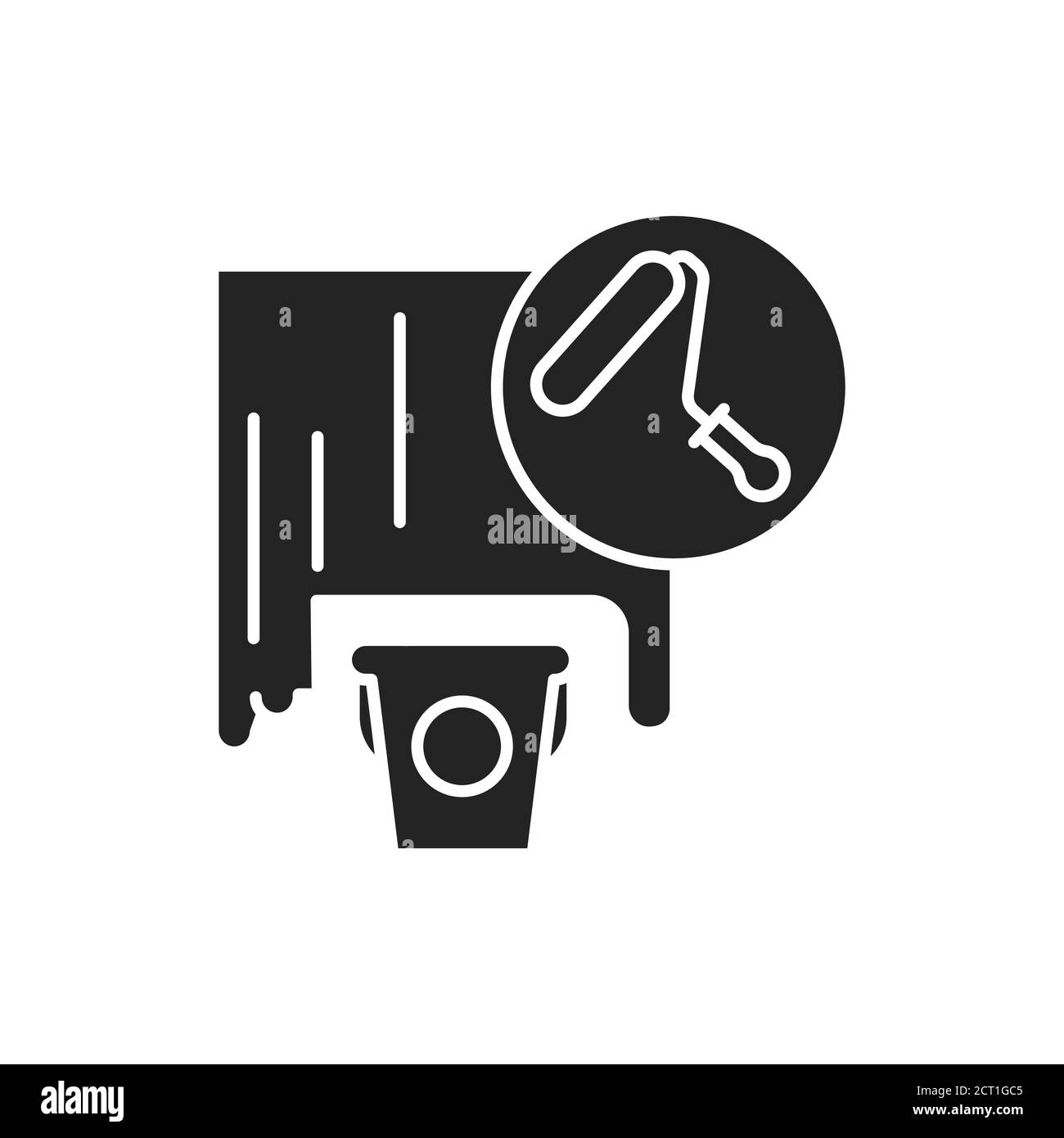 Icône de glyphe noir de peinture intérieure. Peinture de mur et de plafond. Services de handyman. Pictogramme pour page Web, application mobile, Promo. Élément de conception UI UX GUI. Illustration de Vecteur