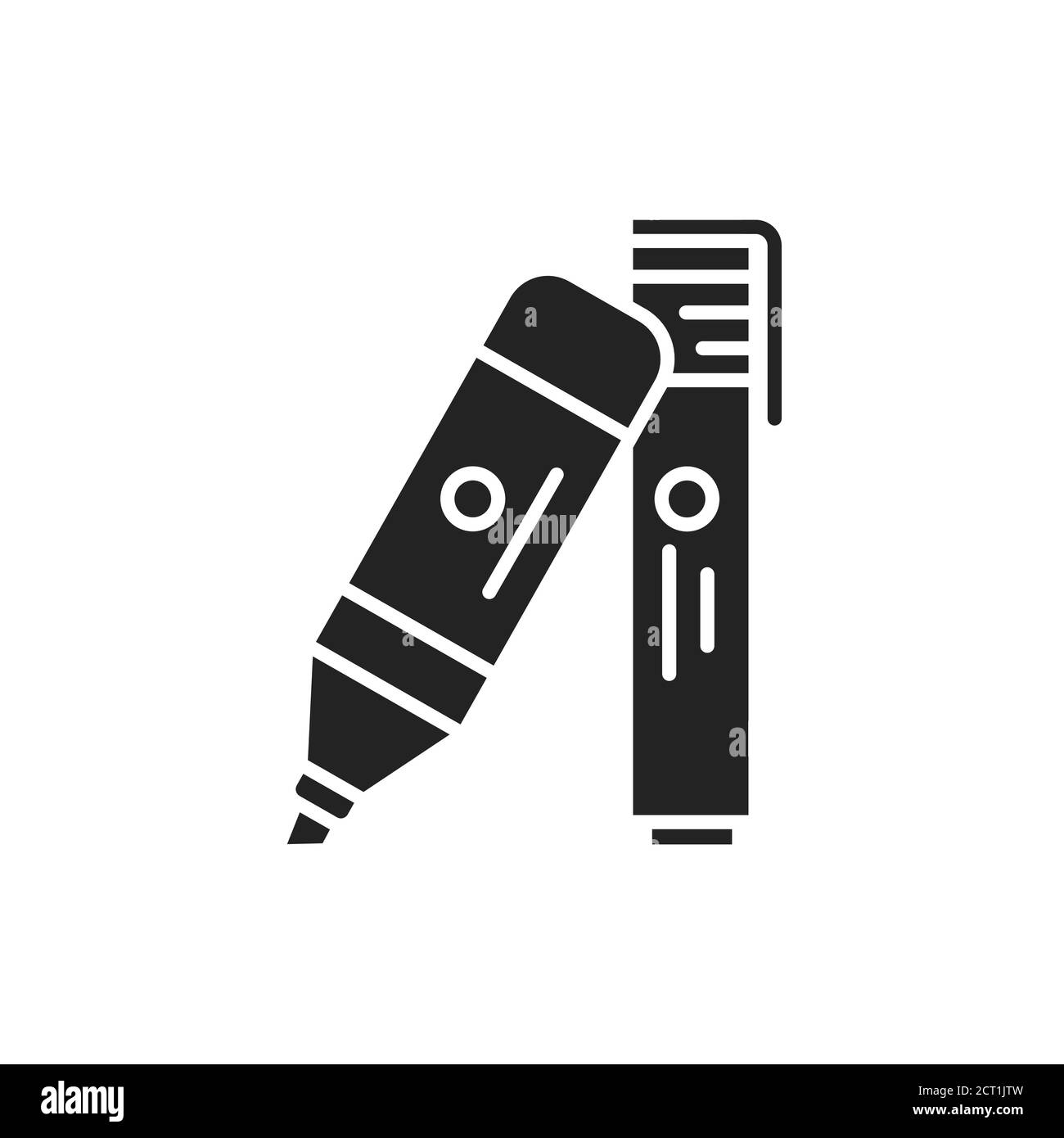 Stylo feutre icône en glyphe noir. Concept de surligneurs. École, fournitures de bureau. Inscrivez-vous pour accéder à une page Web, une application mobile, une bannière, des réseaux sociaux. Illustration de Vecteur