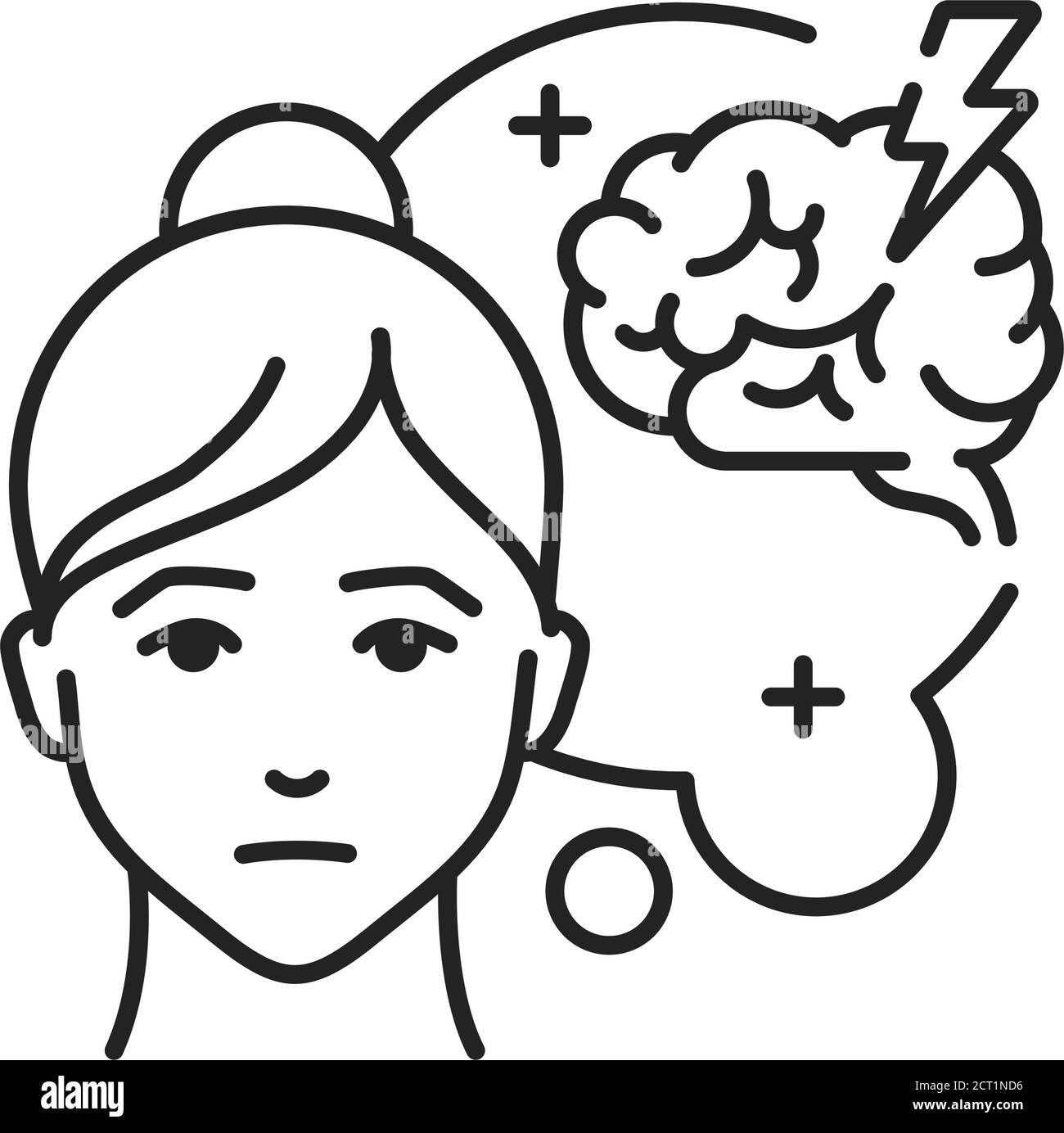 Icône de ligne noire de tête. Grippe symptôme de douleur dans le visage, la tête ou le cou. Pictogramme pour page Web, application mobile, Promo. Élément de conception UI UX GUI Illustration de Vecteur