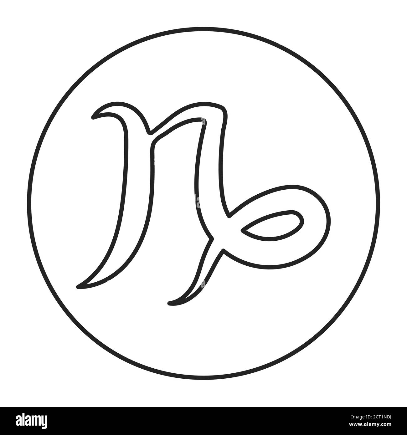Icône en ligne noire Capricorne. Signe du zodiaque. Astrologie et horoscope. Prédictions et caractère humain. Masse de l'élément. Saturne de la règle. INTERFACE UTILISATEUR GRAPHIQUE UTILISATEUR UX Illustration de Vecteur