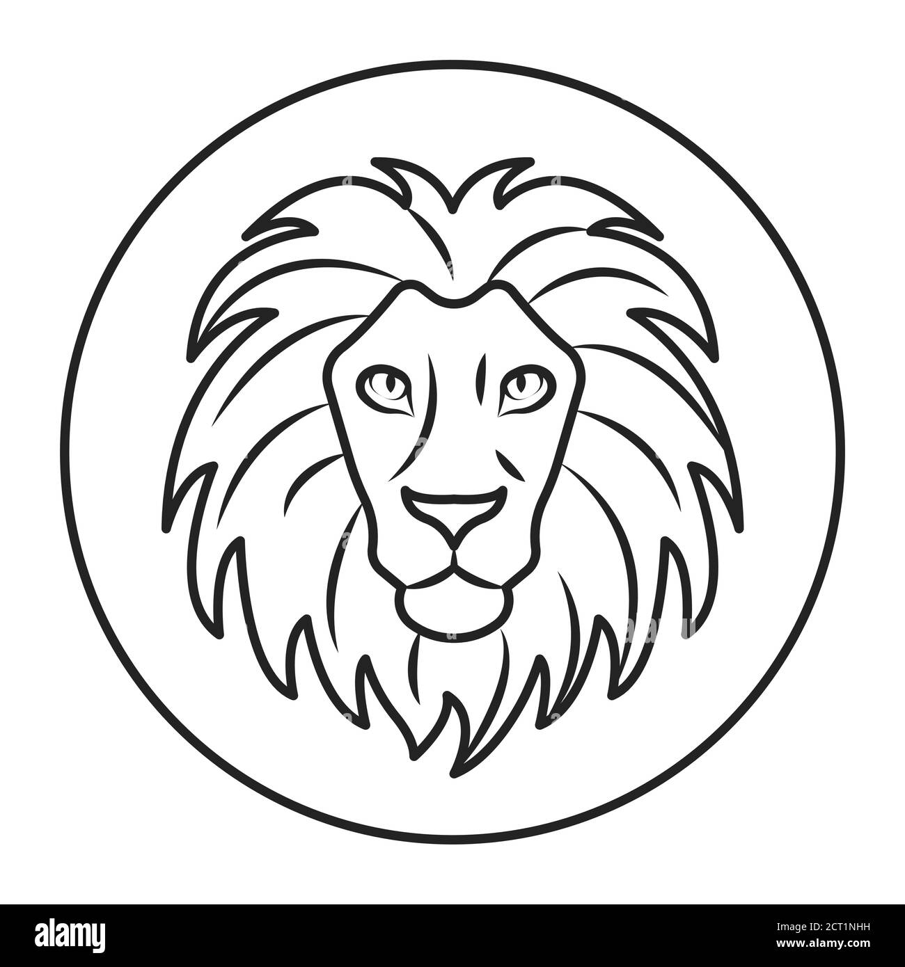 Icône de ligne noire Lion. Signe du zodiaque. Astrologie et horoscope. Prédictions et caractère humain. Incendie d'élément. Elément de conception de l'interface utilisateur graphique de la règle Sun. UI UX Illustration de Vecteur