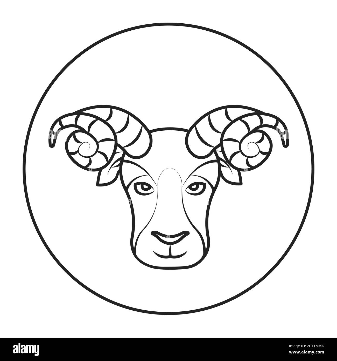 Icône de ligne noire Aries. Signe du zodiaque. Astrologie et horoscope. Prédictions et caractère humain. Incendie d'élément. Le souverain Mars. Élément de conception UI UX GUI Illustration de Vecteur
