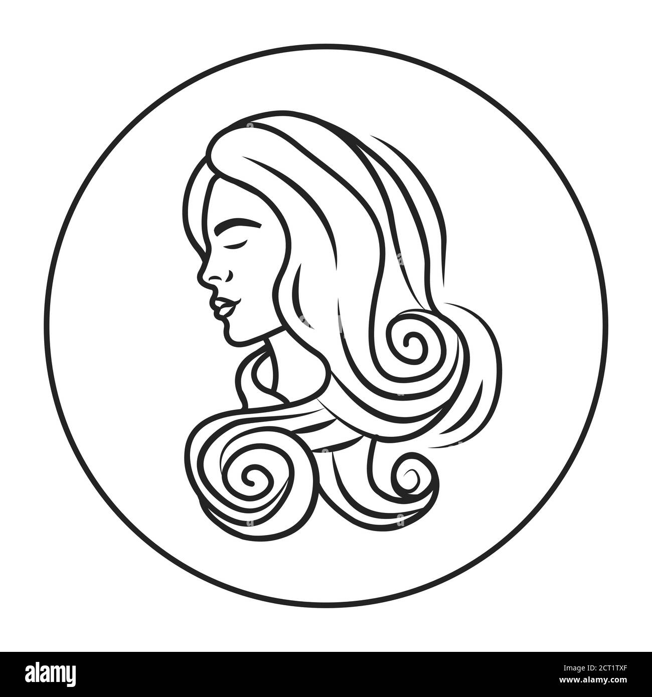 Icône de ligne noire Virgo. Signe du zodiaque. Astrologie et horoscope. Prédictions et caractère humain. Masse de l'élément. Mercure règle. Élément de conception UI UX GUI Illustration de Vecteur