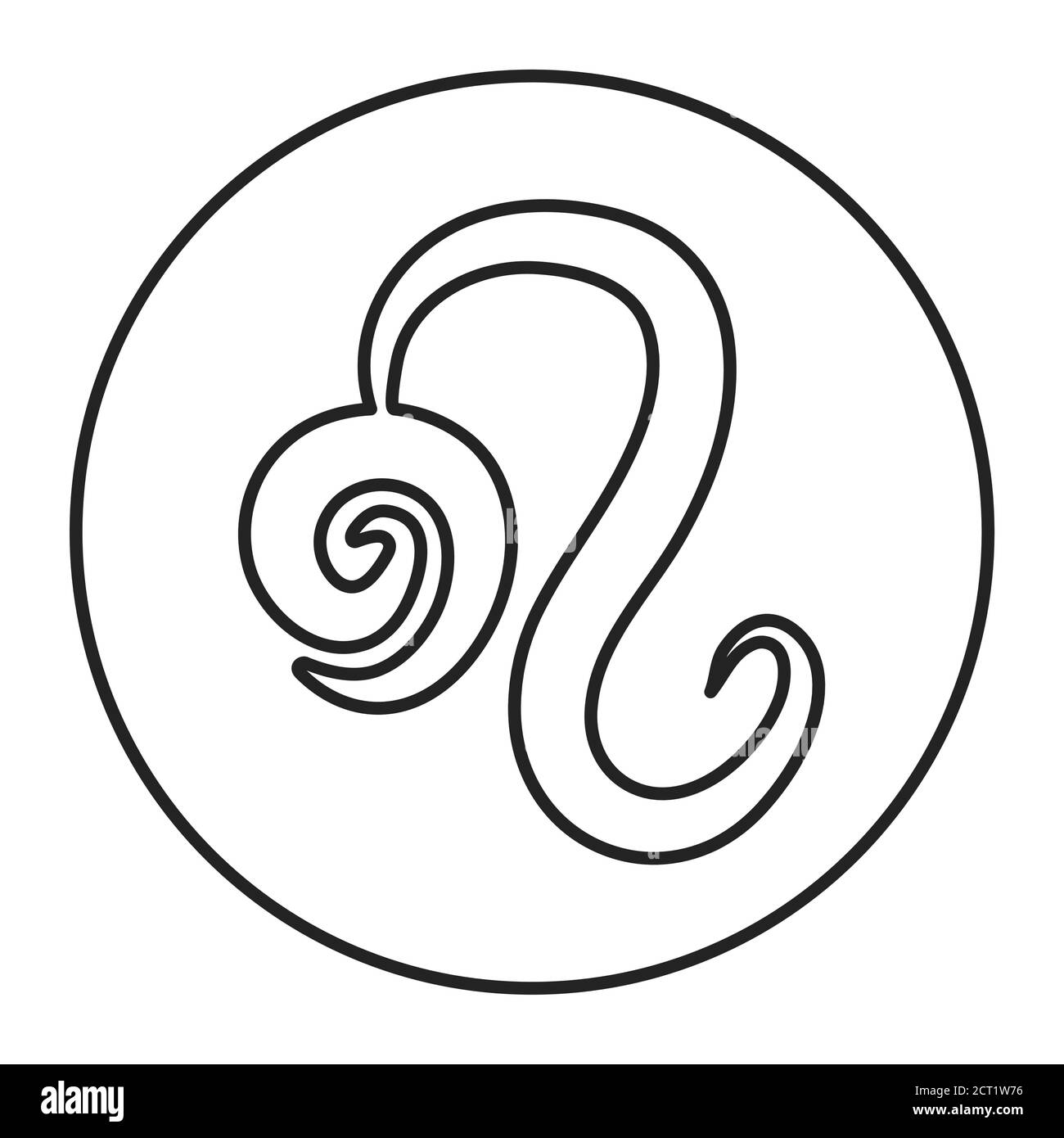 Icône de ligne noire Lion. Signe du zodiaque. Astrologie et horoscope. Prédictions et caractère humain. Incendie d'élément. Elément de conception de l'interface utilisateur graphique de la règle Sun. UI UX Illustration de Vecteur