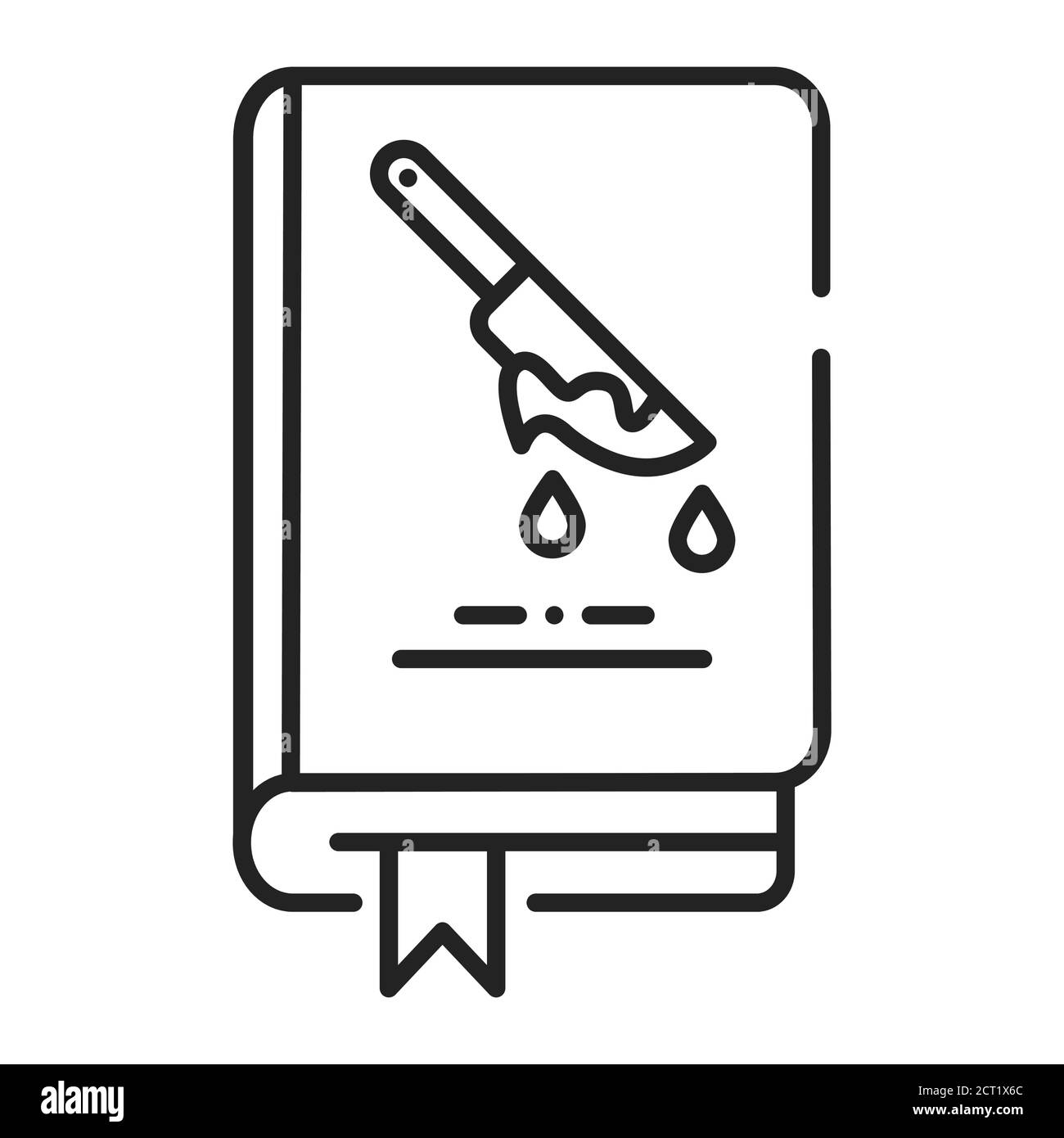 Icône de la ligne noire du livre d'horreur. Un genre de fiction spéculative qui est destiné à effrayer, ou de surprendre ses lecteurs en induisant des sentiments d'horreur et Illustration de Vecteur