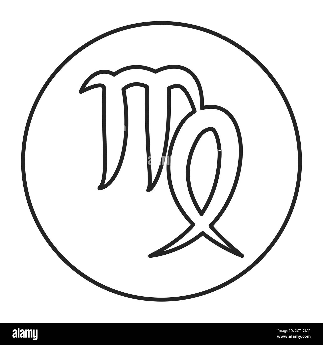 Icône de ligne noire Virgo. Signe du zodiaque. Astrologie et horoscope. Prédictions et caractère humain. Masse de l'élément. Mercure règle. Élément de conception UI UX GUI Illustration de Vecteur