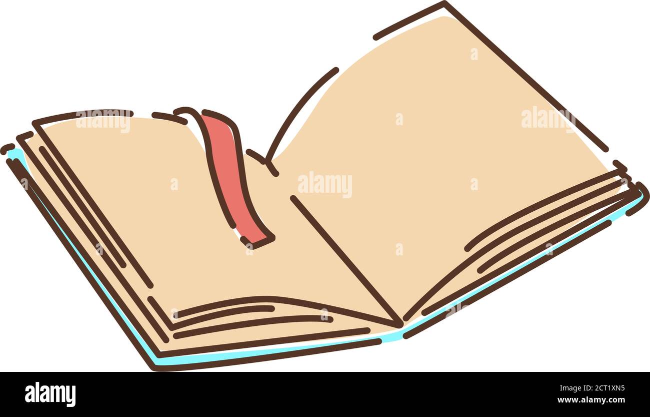 Icône de ligne de couleur de livre ouvert. Livre sous forme développée, qui peut être lu immédiatement. Pictogramme pour page Web, application mobile, Promo. Élément de conception UI UX GUI Illustration de Vecteur