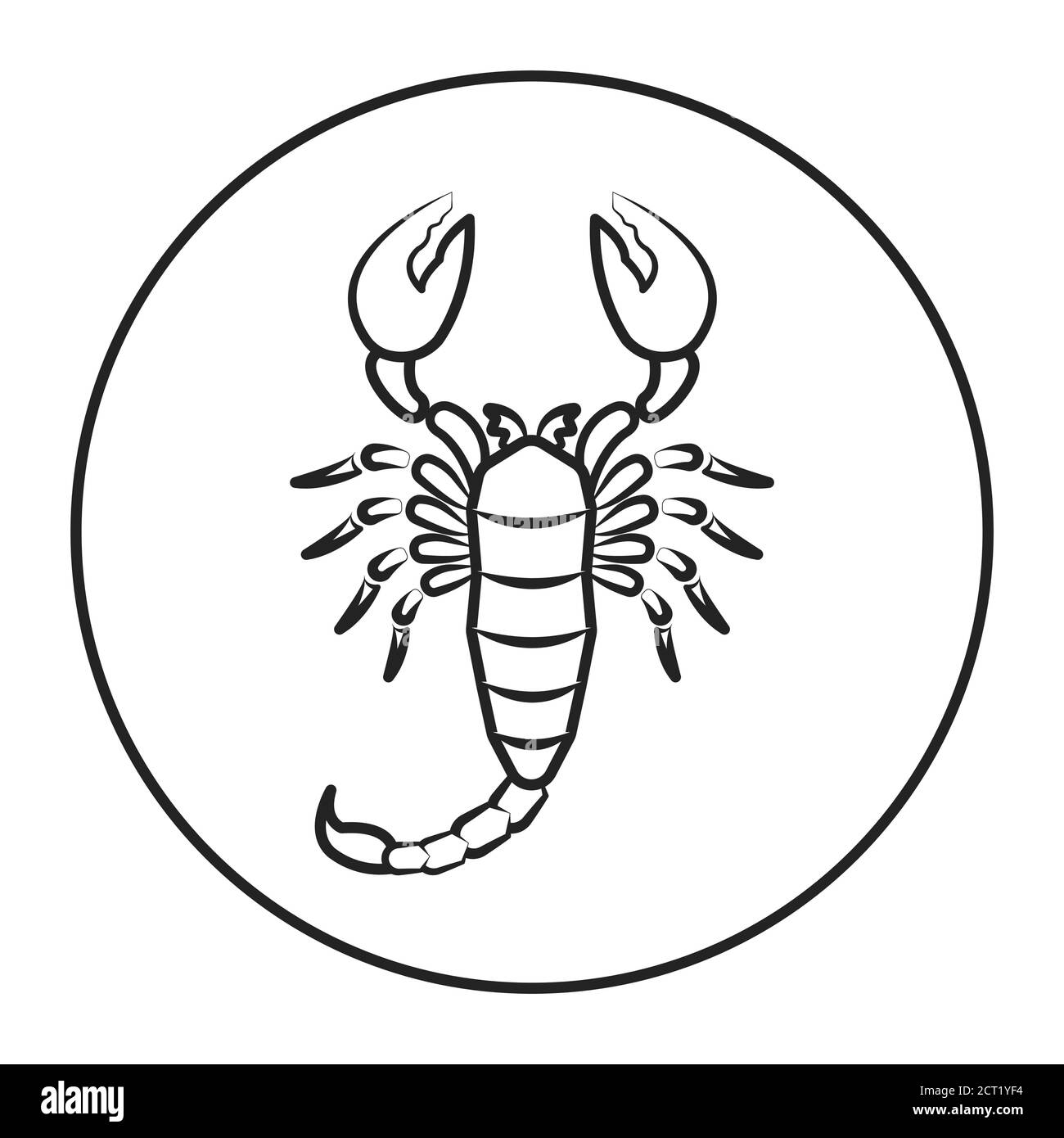 Icône en ligne noire Scorpion. Signe du zodiaque. Astrologie et horoscope. Prédictions et caractère humain. Eau de l'élément. Règle Pluton. Élément de conception UI UX GUI Illustration de Vecteur