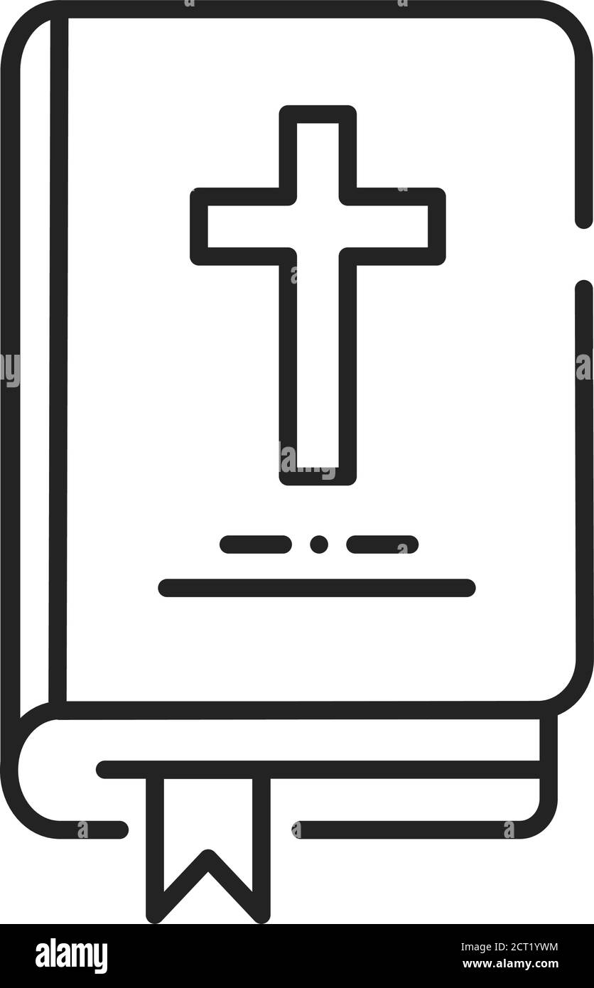 Icône de la ligne noire de la Bible. Le récit de l'action de Dieu dans le monde, et son but avec toute la création. Pictogramme pour page Web, application mobile, Promo. INTERFACE UTILISATEUR UX Illustration de Vecteur