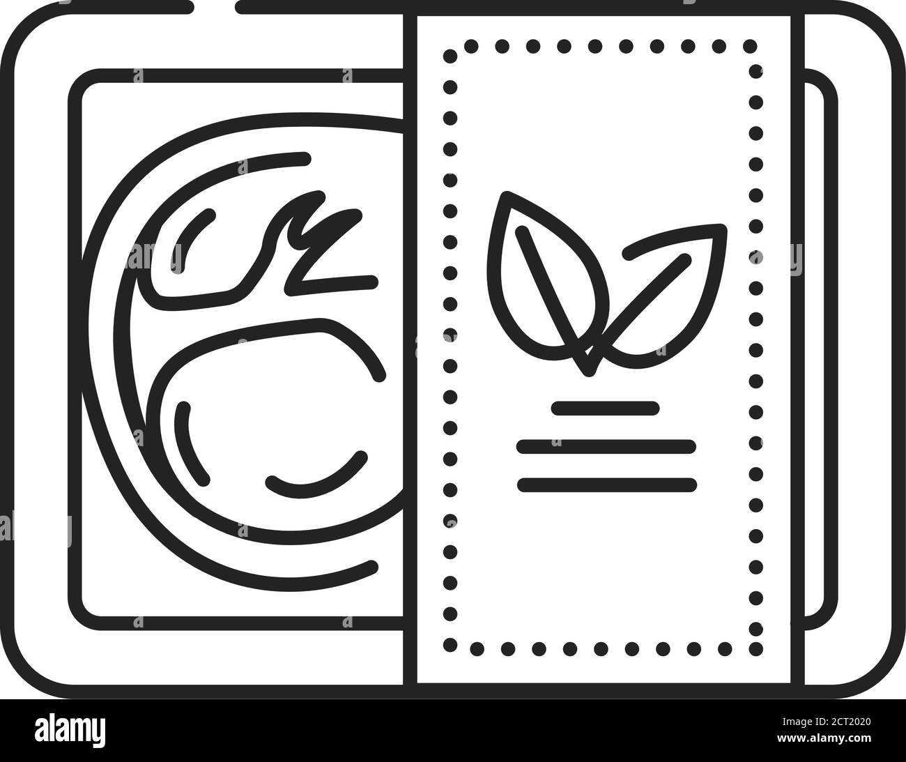 Icône de la ligne noire de l'emballage de la viande à base de plantes. Viande emballée à base de plantes. Pictogramme pour page Web, application mobile, Promo. Élément de conception UI UX GUI Illustration de Vecteur