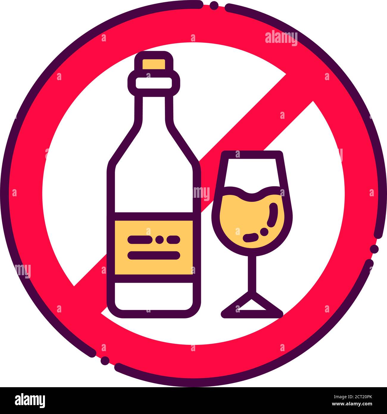 Icône de couleur de la ligne d'allergie à l'alcool. Intolérance aux boissons. Sans alcool, sobre. Un mode de vie sain. Inscrivez-vous pour accéder à la page Web, à l'application mobile, au bouton et au logo. Vecteur Illustration de Vecteur